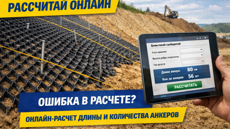 Онлайн-расчет анкеров для крепления георешетки: подбор длины и количества