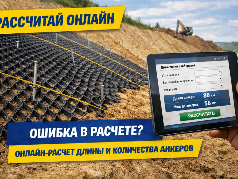 Онлайн-расчет анкеров для крепления георешетки: подбор длины и количества